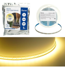 Светодиодная лента Feron 19W/m 240LED/m 2835SMD теплый белый 5М LS617 48826