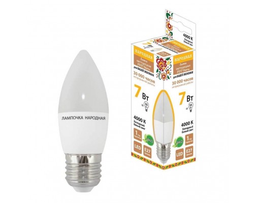 Лампа светодиодная TDM Electric Народная E27 7W 4000K матовая SQ0340-1543 Лампа светодиодная TDM Electric Народная E27 7W 4000K матовая SQ0340-1543