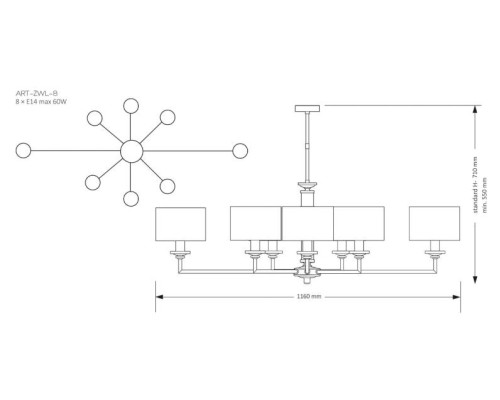 Подвесная люстра KUTEK MOOD Artu ART-ZWL-8(Z) Подвесная люстра KUTEK MOOD Artu ART-ZWL-8(Z)