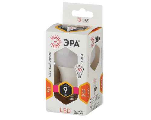 Лампа светодиодная ЭРА E27 9W 2700K матовая LED A60-9W-827-E27 Б0032246 Лампа светодиодная ЭРА E27 9W 2700K матовая LED A60-9W-827-E27 Б0032246