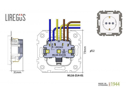 Розетка 2P Liregus Retro со шторками черный матовый 29-225