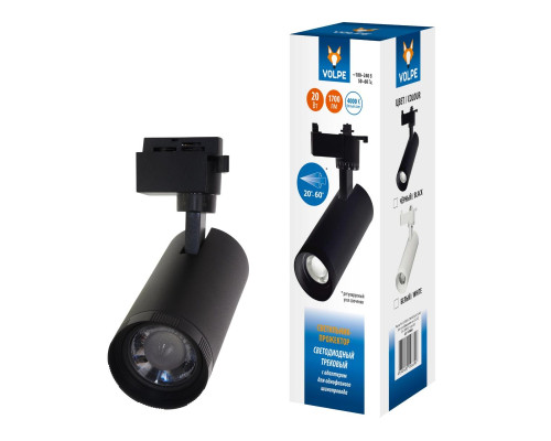 Трековый светодиодный светильник Volpe ULB-Q261 20W/4000K/AC BLACK UL-00009629 Трековый светодиодный светильник Volpe ULB-Q261 20W/4000K/AC BLACK UL-00009629