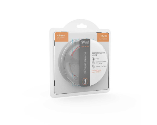 Светодиодная лента Gauss 4,8W/m 60LED/m 2835SMD теплый белый 5M BT005 Светодиодная лента Gauss 4,8W/m 60LED/m 2835SMD теплый белый 5M BT005