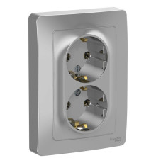 Розетка двойная 2К+З Systeme Electric Blanca 16A 250V алюминий BLNRS001023