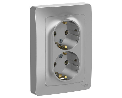 Розетка двойная 2К+З Systeme Electric Blanca 16A 250V алюминий BLNRS001023 Розетка двойная 2К+З Systeme Electric Blanca 16A 250V алюминий BLNRS001023