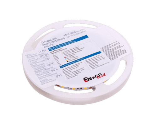 Светодиодная влагозащищенная лента DesignLed 14,4W/m 60LED/m 5050SMD нейтральный белый 5M 000517 Светодиодная влагозащищенная лента DesignLed 14,4W/m 60LED/m 5050SMD нейтральный белый 5M 000517