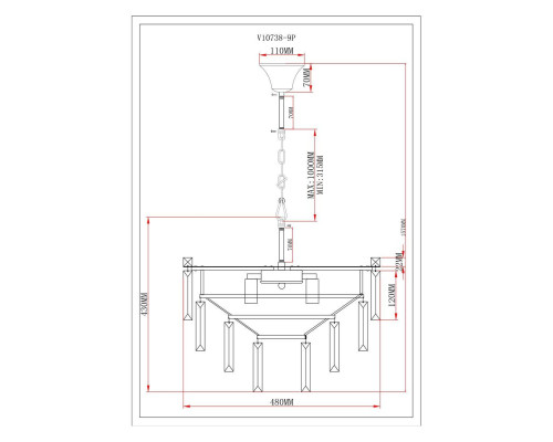 Подвесная люстра Moderli Crystal V10738-9P Подвесная люстра Moderli Crystal V10738-9P