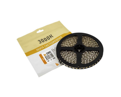 Светодиодная лента SWG 9,6W/m 120LED/m 3528SMD теплый белый 5M 005669 Светодиодная лента SWG 9,6W/m 120LED/m 3528SMD теплый белый 5M 005669