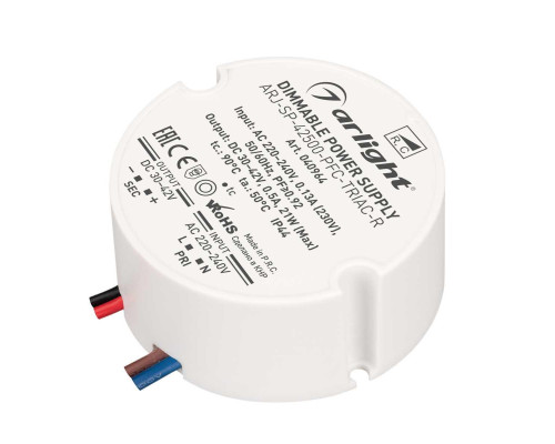 Драйвер Arlight ARJ-SP-42500-PFC-Triac-R 30-42V 21W IP44 0,5A 040964 Драйвер Arlight ARJ-SP-42500-PFC-Triac-R 30-42V 21W IP44 0,5A 040964