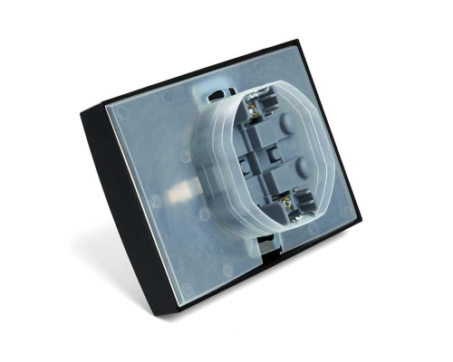 Розетка 2-местная 2P+PE Stekker Эрна с крышкой черный PST16-9015-03 49138
