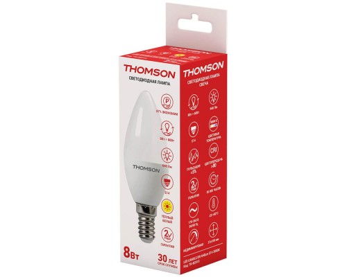 Лампа светодиодная Thomson E14 8W 3000K свеча матовая TH-B2015