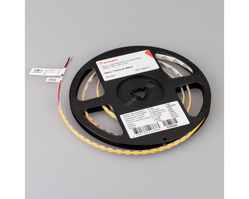 Светодиодная лента Arlight 9W/m 400LED/m CSPSMD теплый белый 2,5M COB-X400-8mm 12V Warm3000 039045 Светодиодная лента Arlight 9W/m 400LED/m CSPSMD теплый белый 2,5M COB-X400-8mm 12V Warm3000 039045