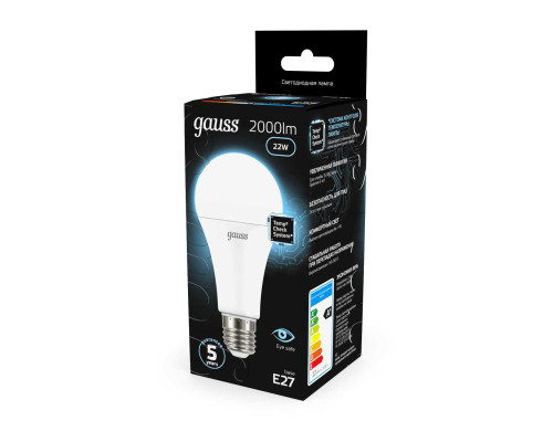 Лампа светодиодная Gauss E27 22W 4100К матовая 102502222 Лампа светодиодная Gauss E27 22W 4100К матовая 102502222