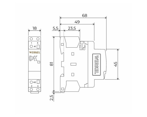 Контактор модульный 25 A 2NO (1 модуль) Werkel W941M25O 4690389212093 Контактор модульный 25 A 2NO (1 модуль) Werkel W941M25O 4690389212093