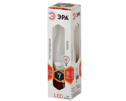 Лампа светодиодная ЭРА E14 7W 2700K матовая LED BXS-7W-827-E14 Б0028482 Лампа светодиодная ЭРА E14 7W 2700K матовая LED BXS-7W-827-E14 Б0028482