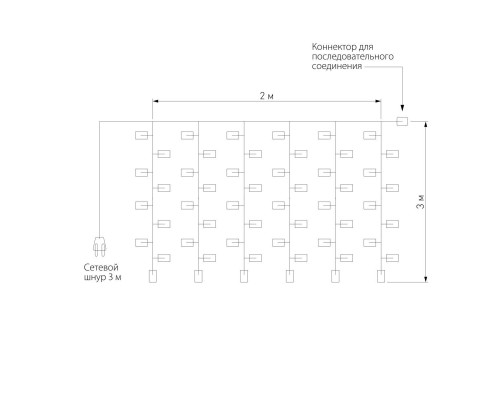 Гирлянда Eurosvet занавес 2*3м IP65 200-101 белый с мерцанием Гирлянда Eurosvet занавес 2*3м IP65 200-101 белый с мерцанием