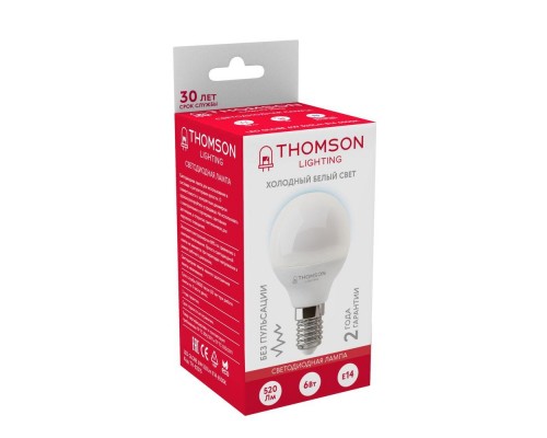 Лампа светодиодная Thomson E14 6W 6500K шар матовая TH-B2315