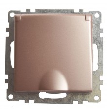 Розетка 2P+PE Stekker Катрин со шторками крышкой шампань GLS16-7112-02 39594