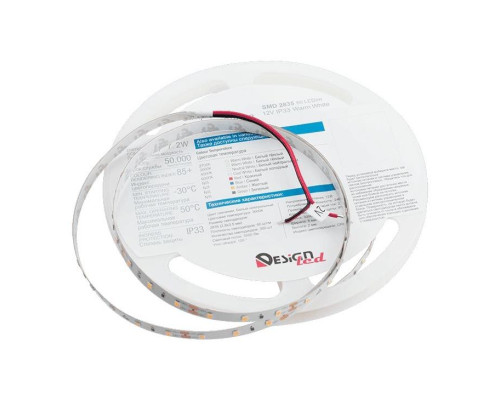 Светодиодная влагозащищенная лента DesignLed 7,2W/m 60LED/m 2835SMD теплый белый 5M 001492