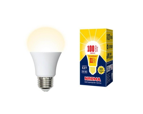 Лампа светодиодная E27 11W 3000K матовая LED-A60-11W/WW/E27/FR/NR UL-00003787