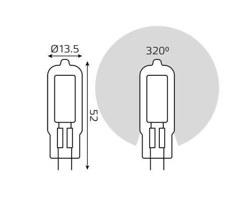 Лампа светодиодная Gauss G4 5.5W 3000K прозрачная 107807105