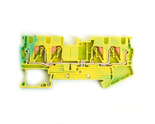 Зажим пружинный, 4-проводной проходной ЗНИ - 4 ,JXB PT 4 , желтый,зеленый LD574-1-40