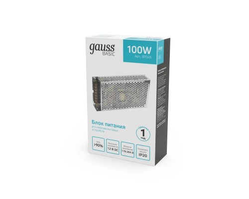 Блок питания Gauss 100W 12V IP20 BT505