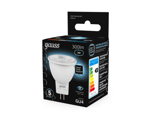 Лампа светодиодная Gauss GU4 3W 4100K матовая 132517203 Лампа светодиодная Gauss GU4 3W 4100K матовая 132517203