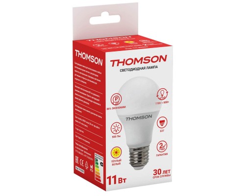 Лампа светодиодная Thomson E27 11W 3000K груша матовая TH-B2005