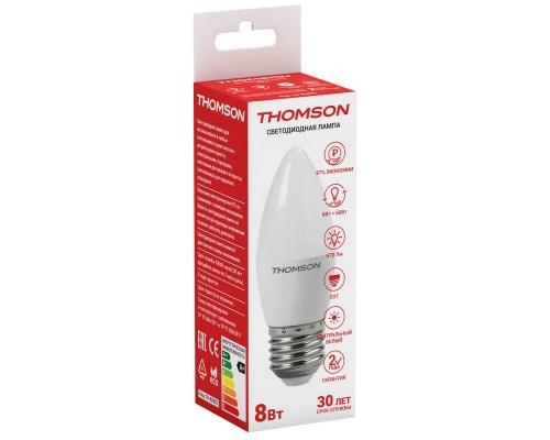 Лампа светодиодная Thomson E27 8W 4000K свеча матовая TH-B2022