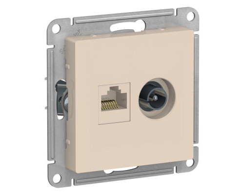 Розетка компьютерная RJ45/TV Systeme Electric AtlasDesign 5e кат UTP бежевая ATN000289 Розетка компьютерная RJ45/TV Systeme Electric AtlasDesign 5e кат UTP бежевая ATN000289