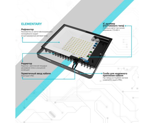 Прожектор светодиодный Gauss Elementary 100W 4000К 613100110