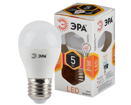 Лампа светодиодная ЭРА E27 5W 2700K матовая LED P45-5W-827-E27 Б0028486 Лампа светодиодная ЭРА E27 5W 2700K матовая LED P45-5W-827-E27 Б0028486