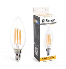 Лампа светодиодная Feron E14 15W 2700K Свеча Матовая 38256
