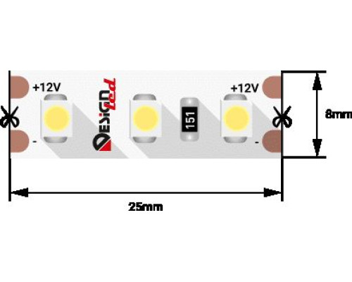 Светодиодная влагозащищенная лента DesignLed 9,6W/m 120LED/m 3528SMD холодный белый 5M 000525