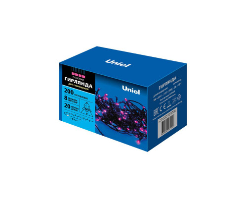 Светодиодная гирлянда Uniel 220V розовый ULD-S2000-200/DGA Pink IP20 UL-00007310 Светодиодная гирлянда Uniel 220V розовый ULD-S2000-200/DGA Pink IP20 UL-00007310