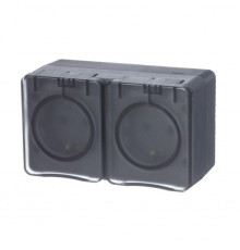 Розетка 2х2К+З Systeme Electric AtlasDesign 16A 250V со шторками антрацит ATN544026