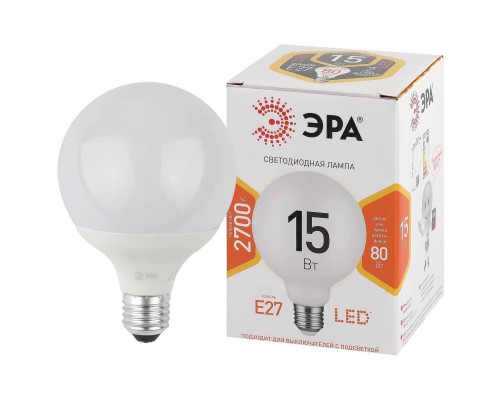Лампа светодиодная ЭРА E27 15W 2700K матовая LED G90-15W-2700K-E27 Б0049077 Лампа светодиодная ЭРА E27 15W 2700K матовая LED G90-15W-2700K-E27 Б0049077