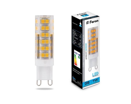 Лампа светодиодная Feron G9 7W 6400K прозрачная LB-433 25768