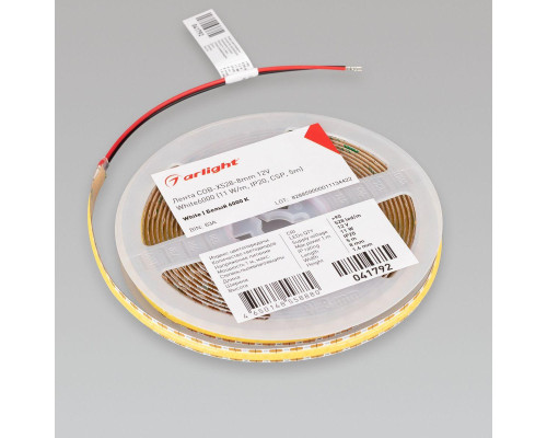 Светодиодная лента Arlight 11W/m 528Led/m CSP холодный белый 5M COB-X528-8mm 12V White6000 041792 Светодиодная лента Arlight 11W/m 528Led/m CSP холодный белый 5M COB-X528-8mm 12V White6000 041792