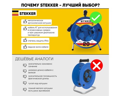 Удлинитель Stekker Professional 4гн 20м с/з PRF02-31-20 39785