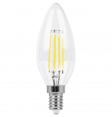 Лампа светодиодная филаментная Feron E14 11W 2700K Свеча Прозрачная LB-713 38006