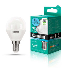 Лампа светодиодная Camelion E14 8W 4500K LED8-G45/845/E14 12393