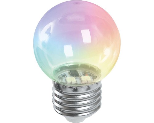 Лампа светодиодная Feron E27 1W RGB прозрачный LB-37 38132 Лампа светодиодная Feron E27 1W RGB прозрачный LB-37 38132