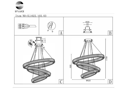 Подвесная светодиодная люстра ST Luce Tivoli SL1622.103.03