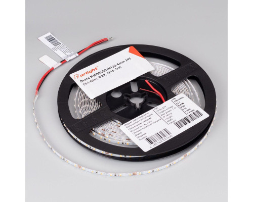 Светодиодная лента Arlight 4W/m 120Led/m 2216SMD холодный белый 5M MICROLED-M120-4mm 24V Cool 8K 040607 Светодиодная лента Arlight 4W/m 120Led/m 2216SMD холодный белый 5M MICROLED-M120-4mm 24V Cool 8K 040607