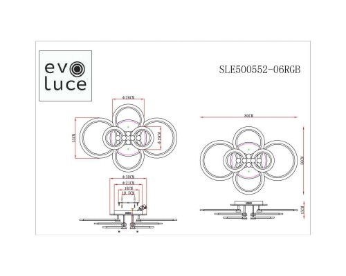 Потолочная светодиодная люстра Evoluce Cerina SLE500552-06RGB Потолочная светодиодная люстра Evoluce Cerina SLE500552-06RGB