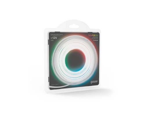 Светодиодная влагозащищенная лента Gauss 14,4W/m 60LED/m 5050SMD RGB 5M 311000414 Светодиодная влагозащищенная лента Gauss 14,4W/m 60LED/m 5050SMD RGB 5M 311000414