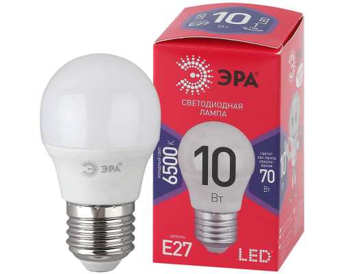 Лампа светодиодная ЭРА E27 10W 6500K матовая P45-10W-865-E27 R Б0045355