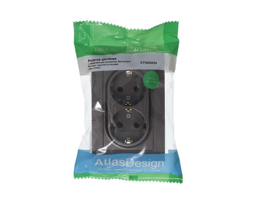 Розетка двойная 2К+З Systeme Electric AtlasDesign 16A 250V мокко ATN000624 Розетка двойная 2К+З Systeme Electric AtlasDesign 16A 250V мокко ATN000624
